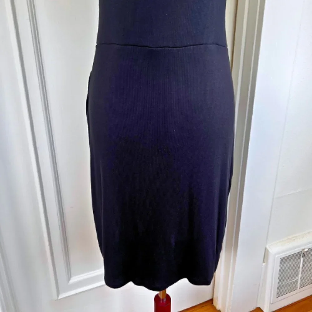 GOLDRAY Black Knit Asymmetrical Surplice Dress Size M - Picture 7 of 8